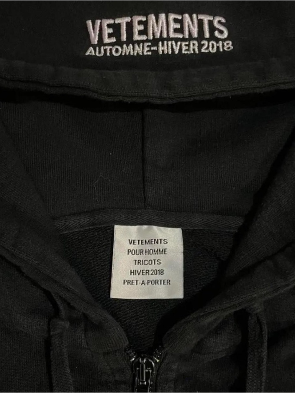 Vetements Black Hoodie with Embroidered Logo - Picture 3 of 6